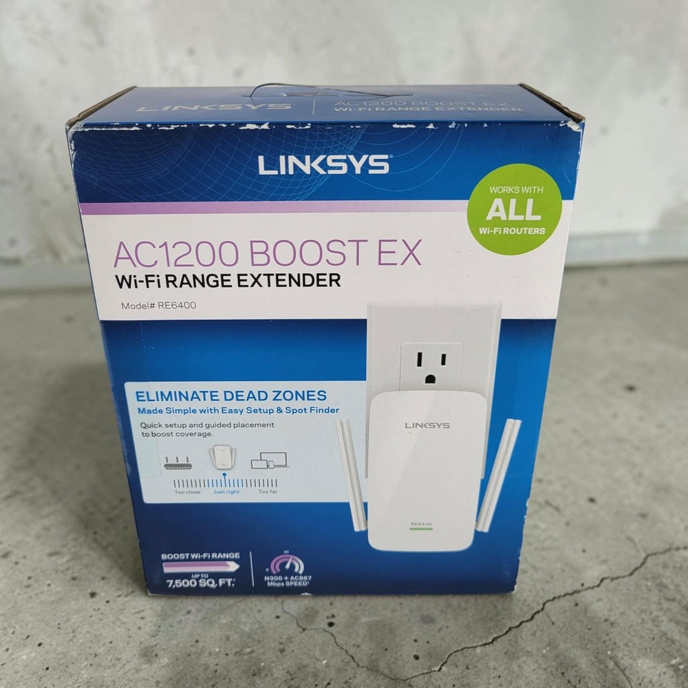 Linksys AC1200 BOOST EX Wi-Fi‎ Range Extender RE6400 Dual-Band White